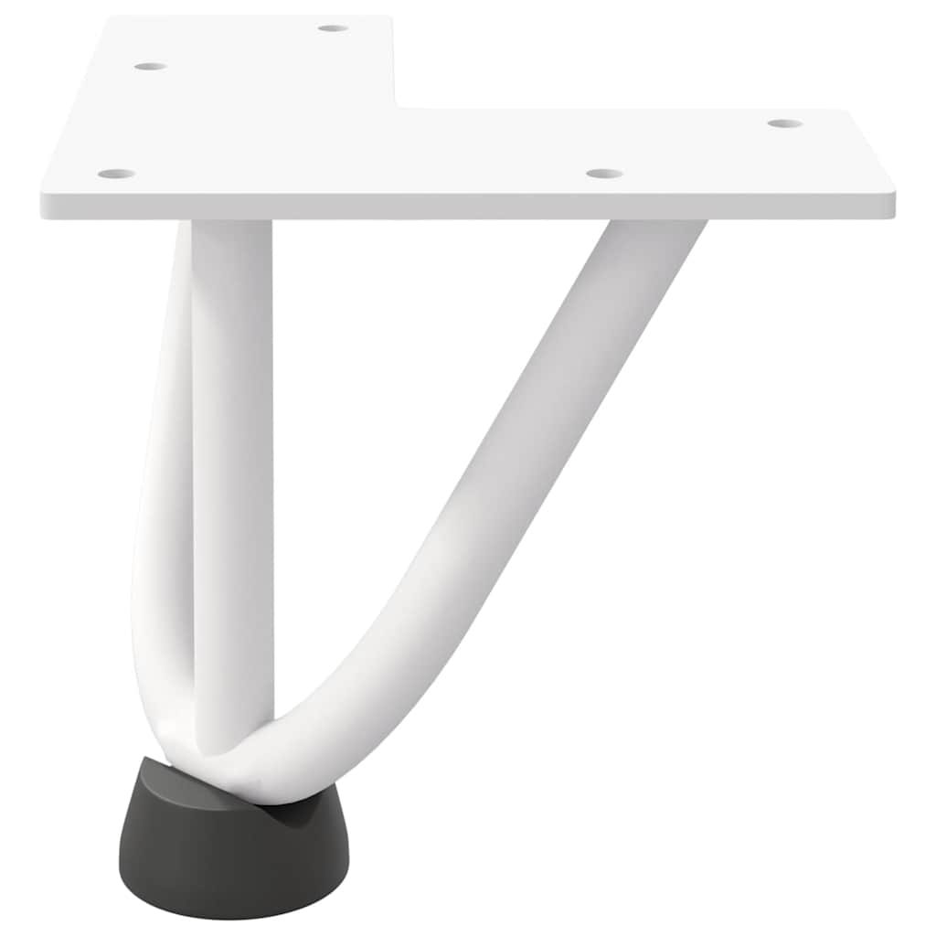 Pieds épingles à cheveux pour table basse, 4 pièces, acier massif, blanc, 10 cm