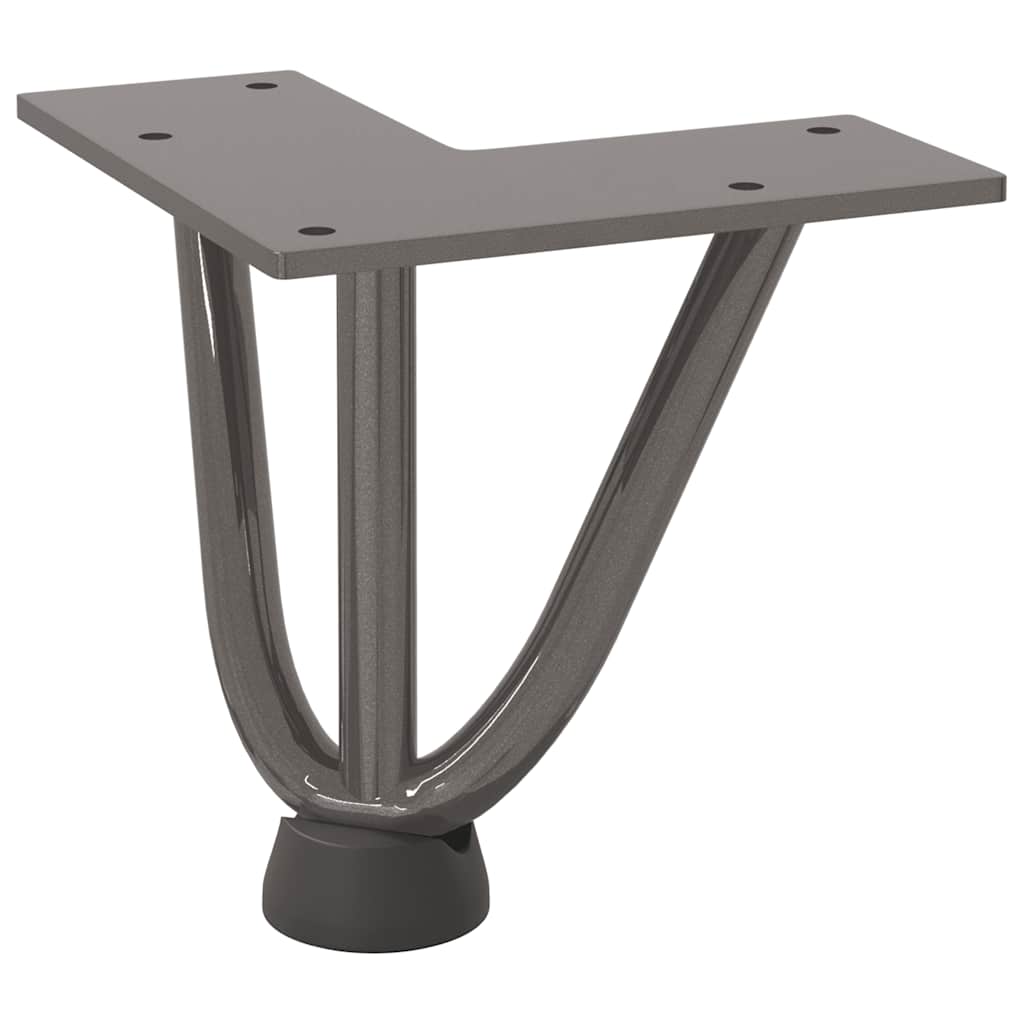 Pieds épingles à cheveux pour table basse, 4 pièces, acier naturel, 10 cm, acier massif