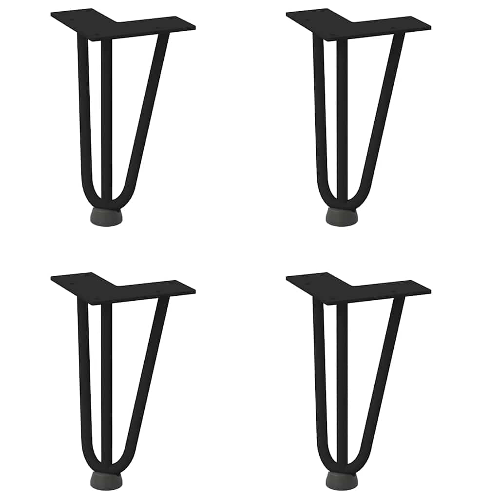 Pieds en épingle à cheveux pour table basse, 4 pièces, noir, 20 cm, acier massif