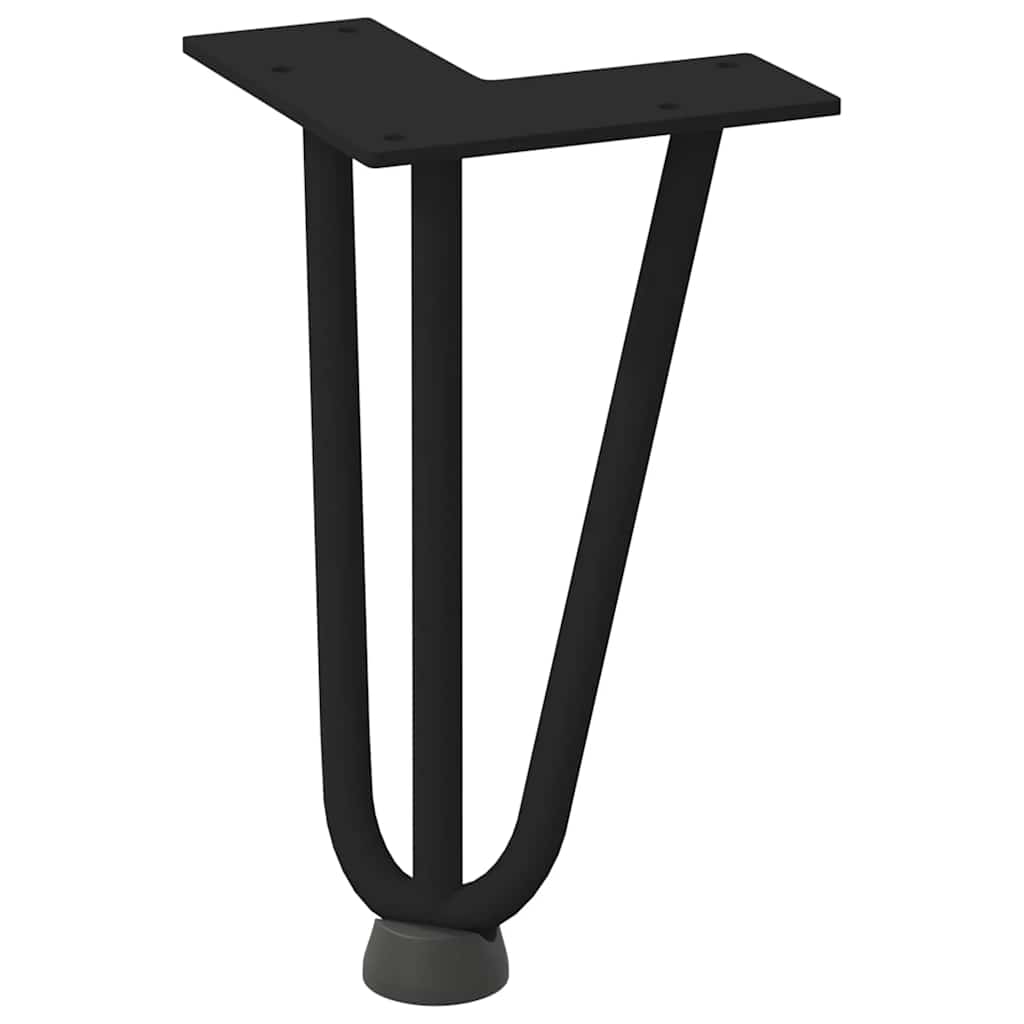 Pieds en épingle à cheveux pour table basse, 4 pièces, noir, 20 cm, acier massif