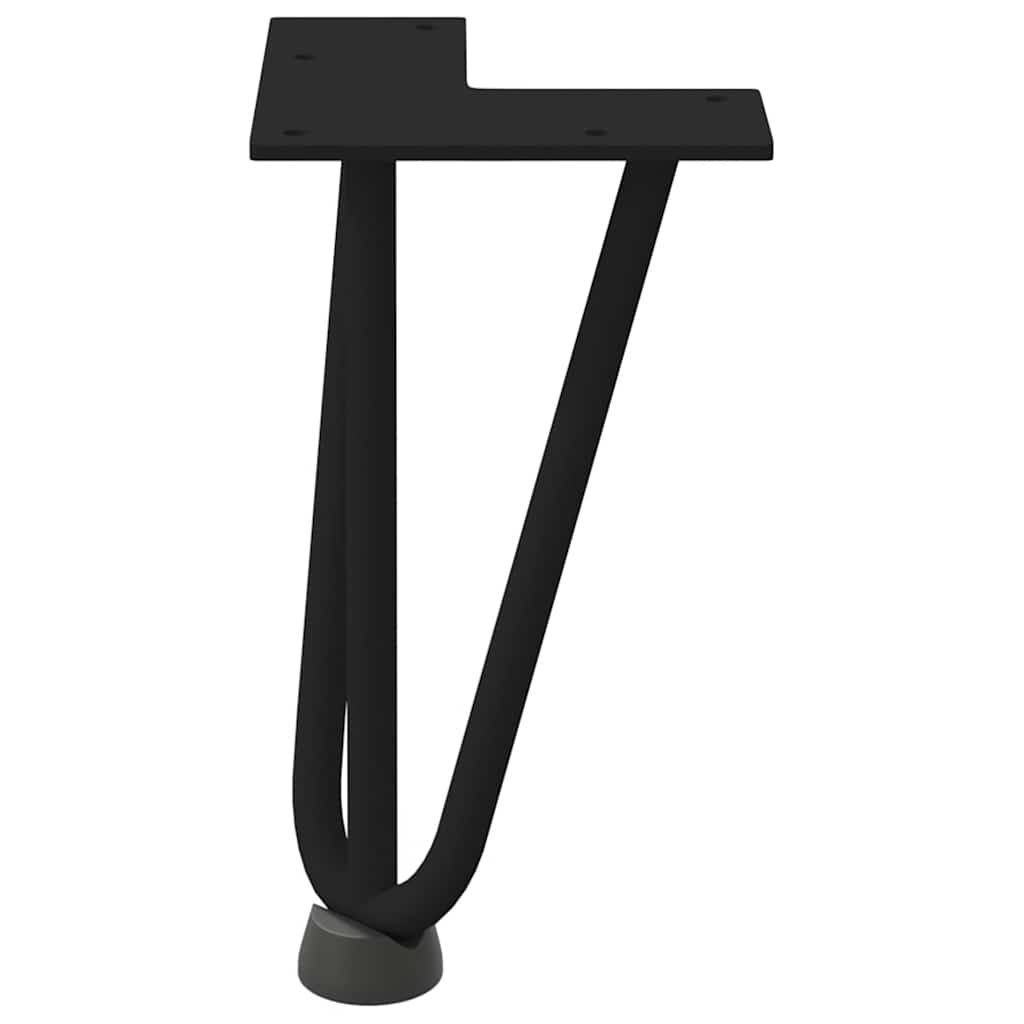 Pieds en épingle à cheveux pour table basse, 4 pièces, noir, 20 cm, acier massif