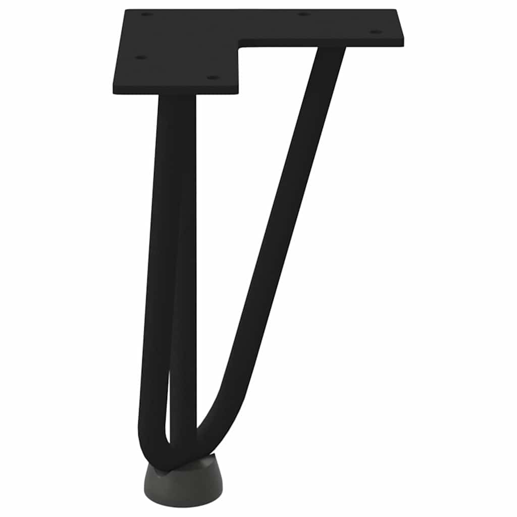 Pieds en épingle à cheveux pour table basse, 4 pièces, noir, 20 cm, acier massif