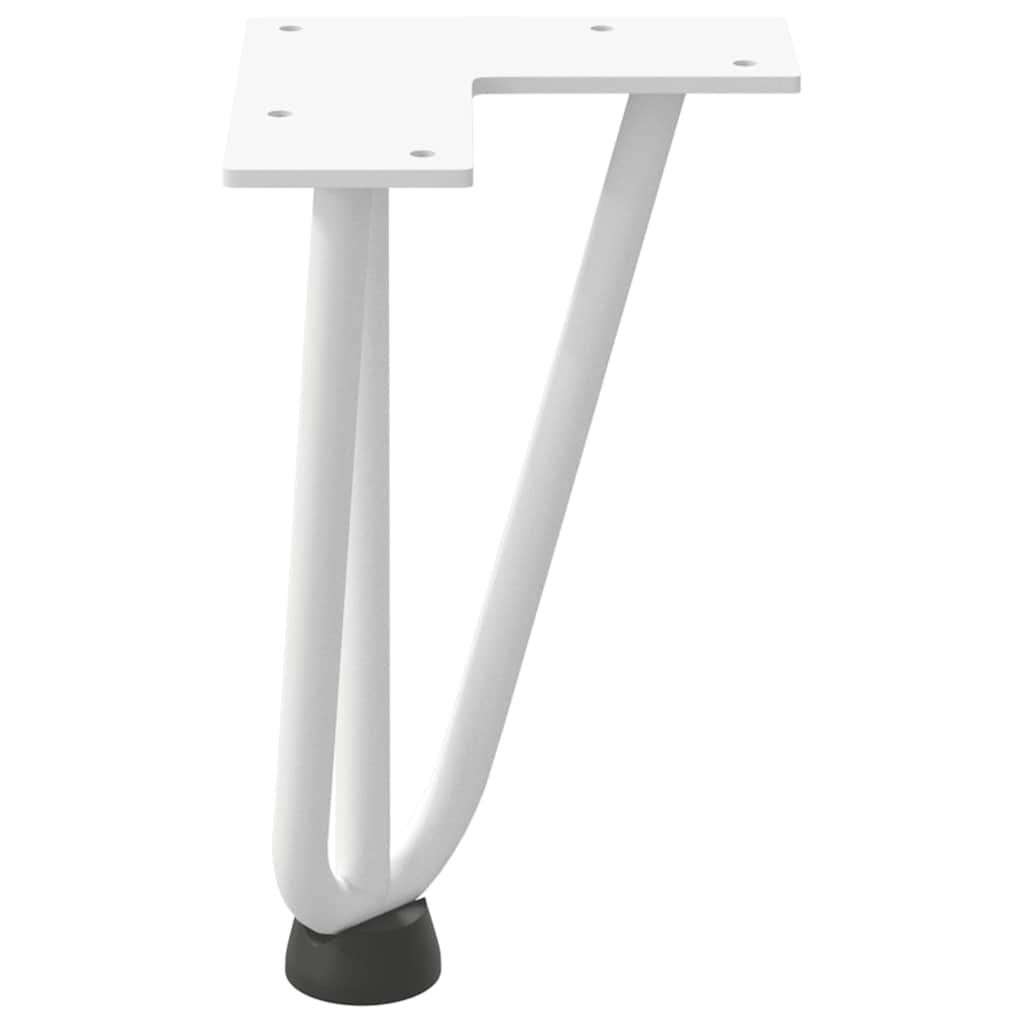 Pieds épingles à cheveux pour table basse, 4 pièces, acier massif, blanc, 20 cm
