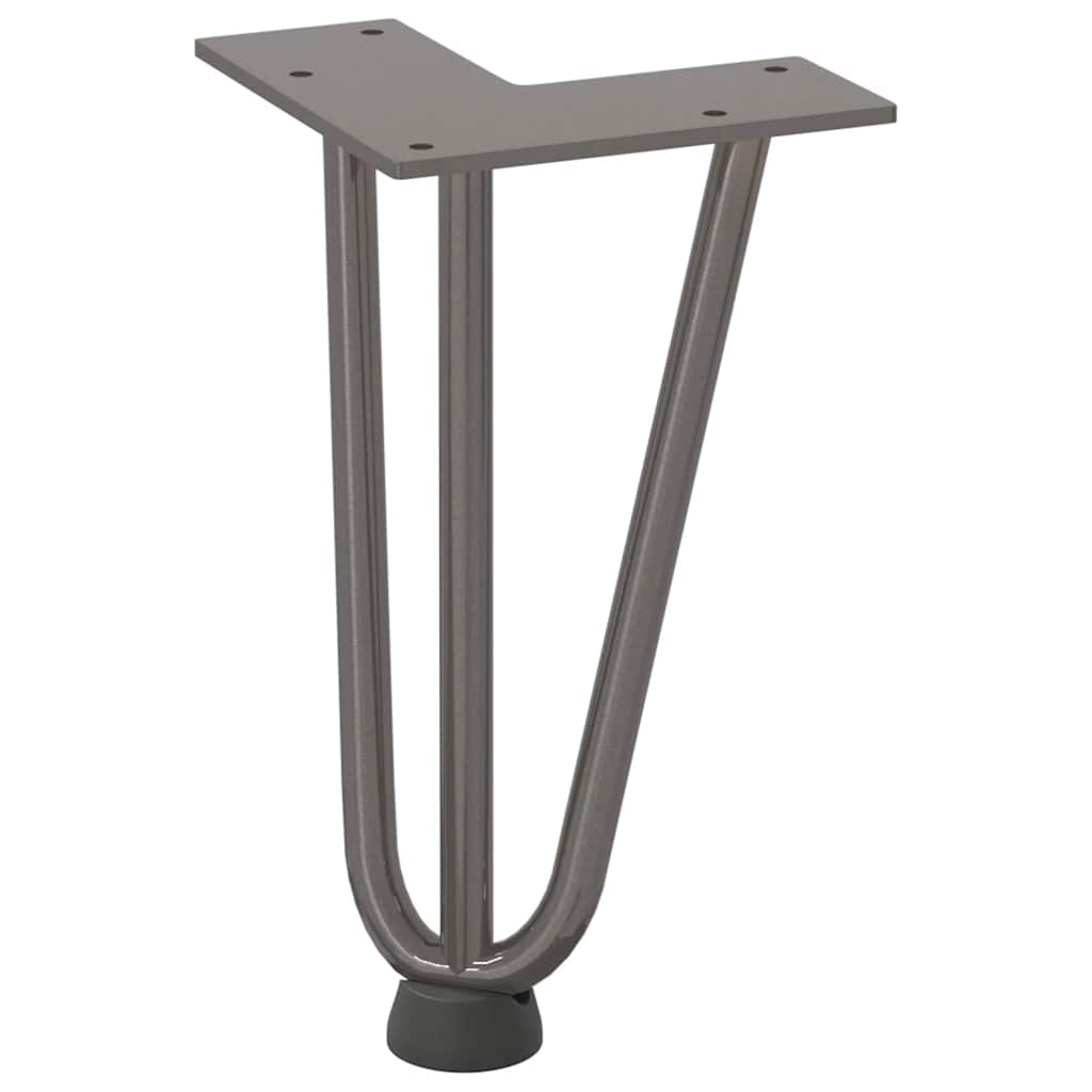Pieds épingles à cheveux pour table basse, 4 pièces, acier naturel, 20 cm, acier massif
