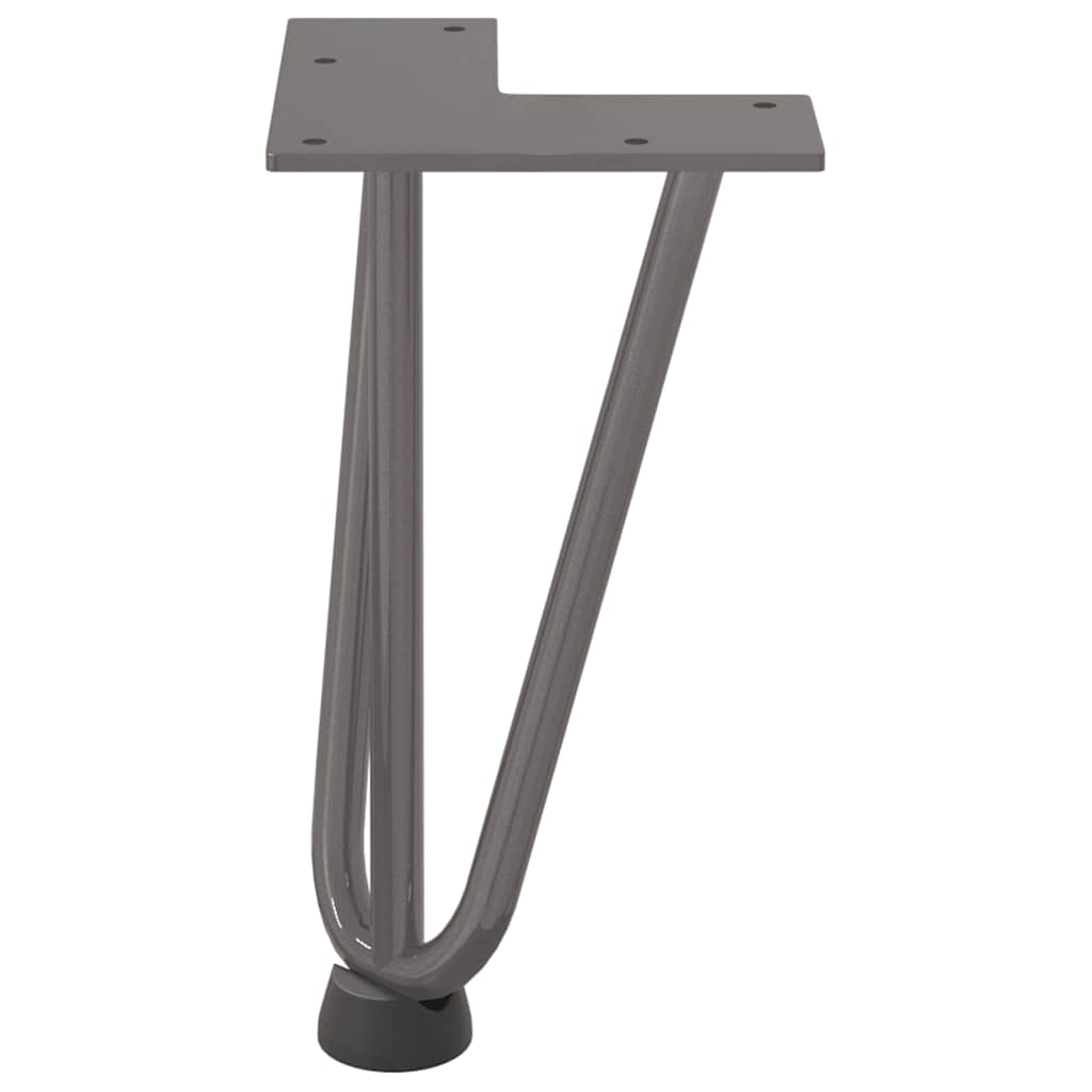 Pieds épingles à cheveux pour table basse, 4 pièces, acier naturel, 20 cm, acier massif