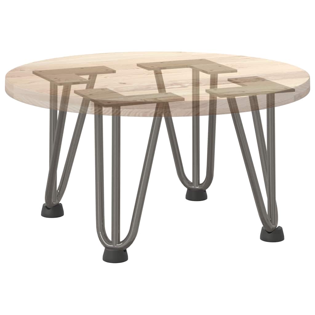 Pieds épingles à cheveux pour table basse, 4 pièces, acier naturel, 20 cm, acier massif