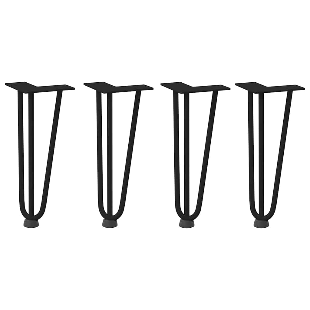 Pieds épingles à cheveux pour table basse, 4 pièces, acier massif, noir, 30 cm