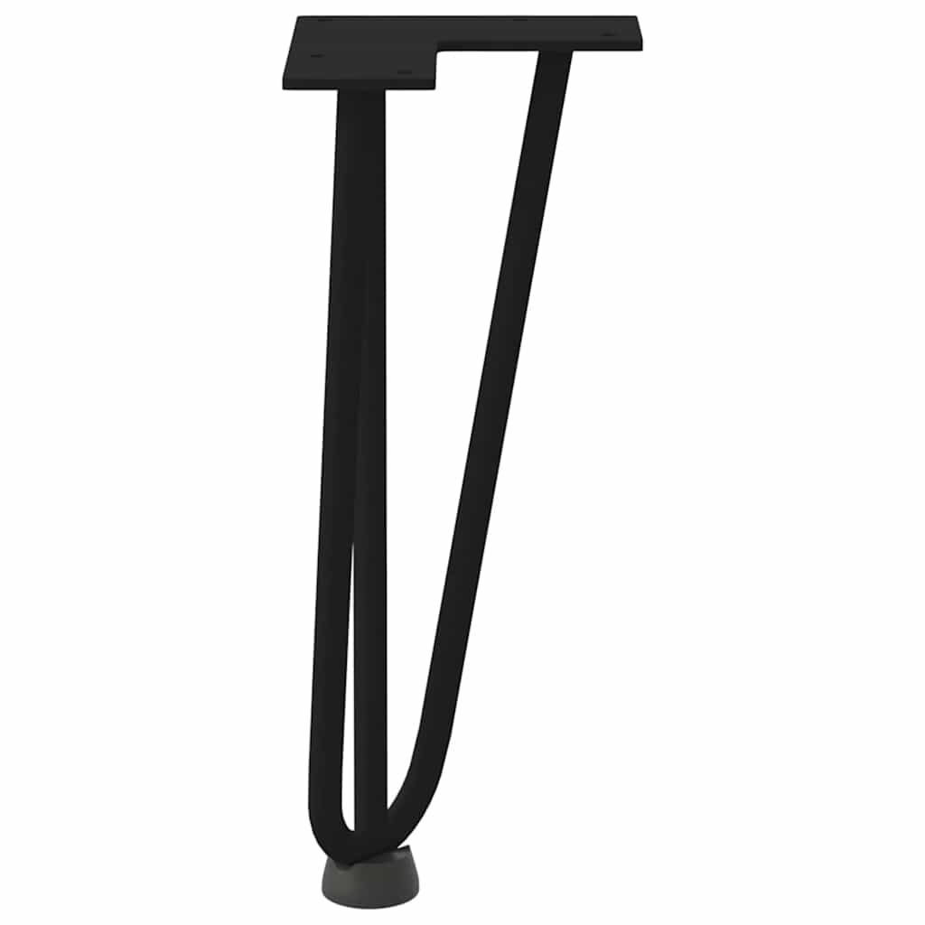 Pieds épingles à cheveux pour table basse, 4 pièces, acier massif, noir, 30 cm