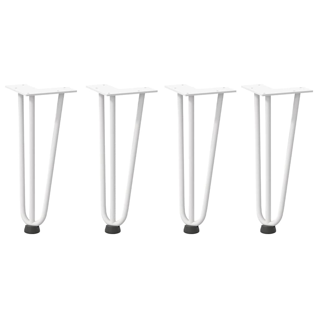 Haarnadelbeine für Couchtisch 4 Stk. Weiß 30 cm Massivstahl