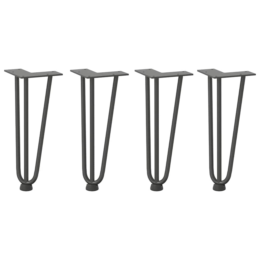 Pieds épingles à cheveux pour table basse, 4 pièces, anthracite, 30 cm, acier massif
