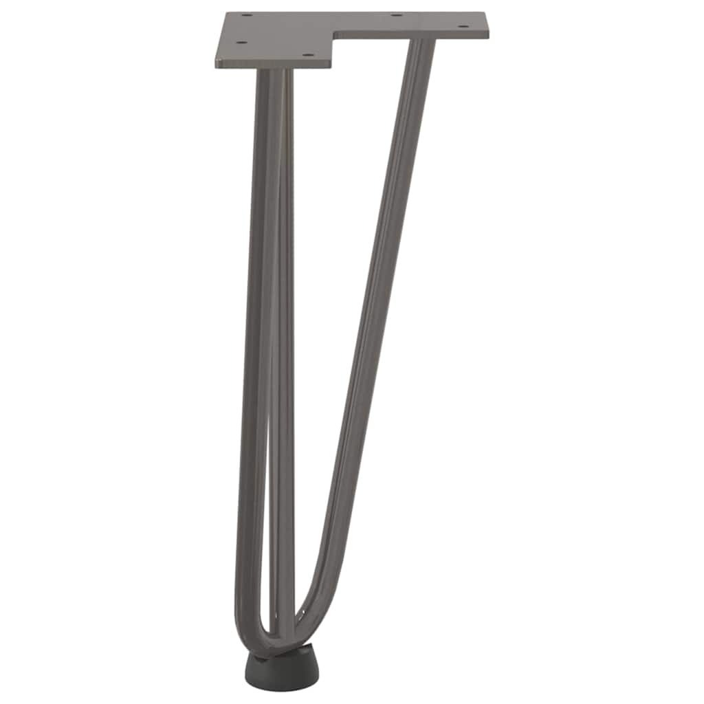 Pieds épingles à cheveux pour table basse, 4 pièces, acier naturel, 30 cm, acier massif
