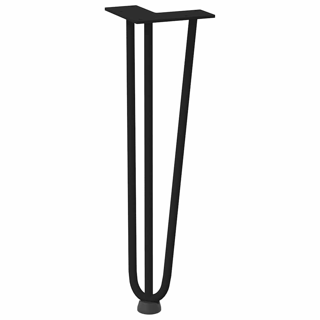 Pieds en épingle à cheveux pour table basse, 4 pièces, noir, 42 cm, acier massif