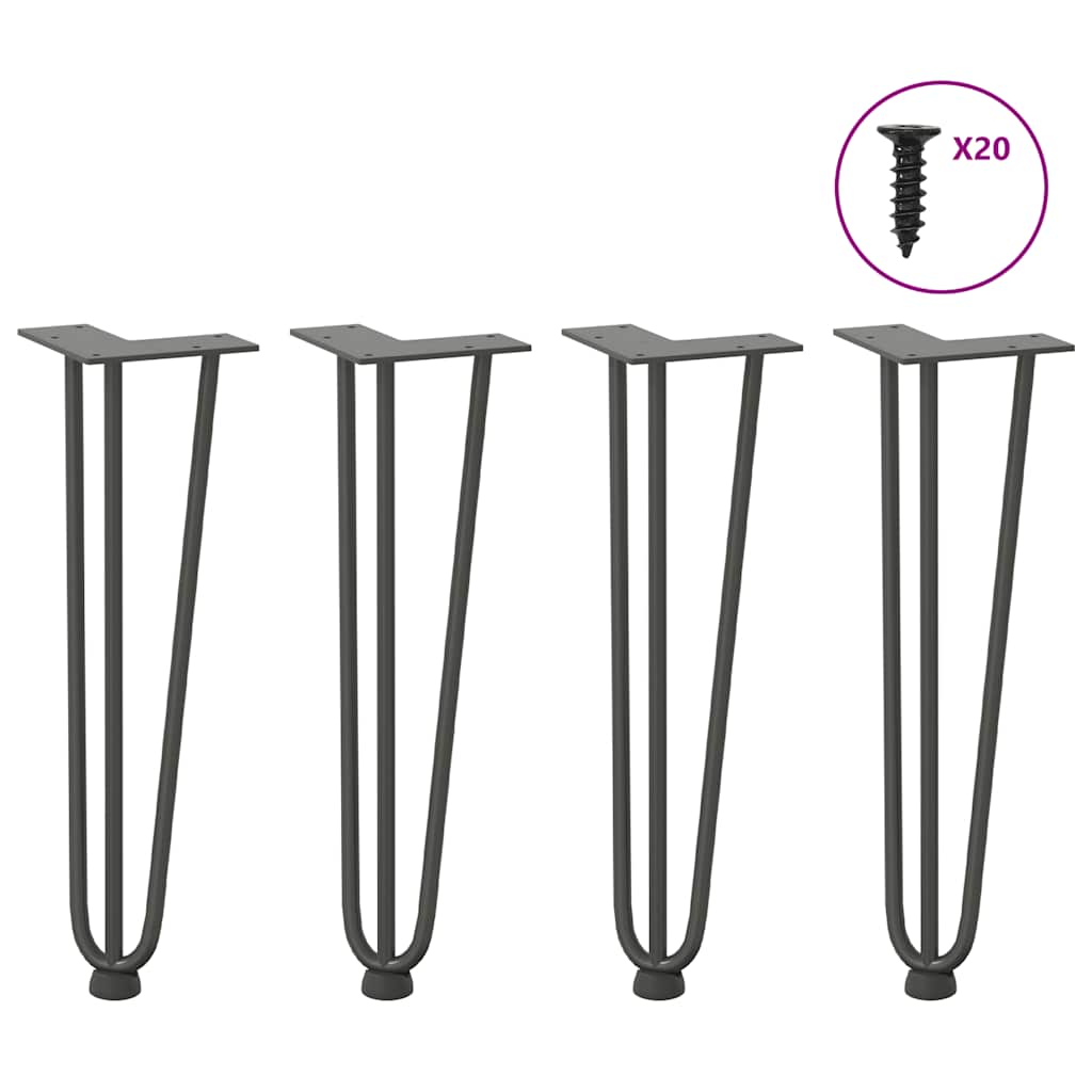 Hairpin legs 4 pcs. Anthracite 42 cm solid steel