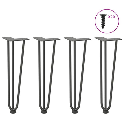 Haarnadelbeine für Couchtisch 4 Stk. Anthrazit 42 cm Massivstahl
