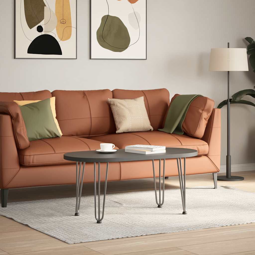 Pieds épingles à cheveux pour table basse, 4 pièces, acier naturel, 42 cm, acier massif