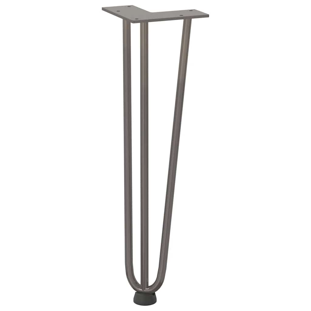Pieds épingles à cheveux pour table basse, 4 pièces, acier naturel, 42 cm, acier massif