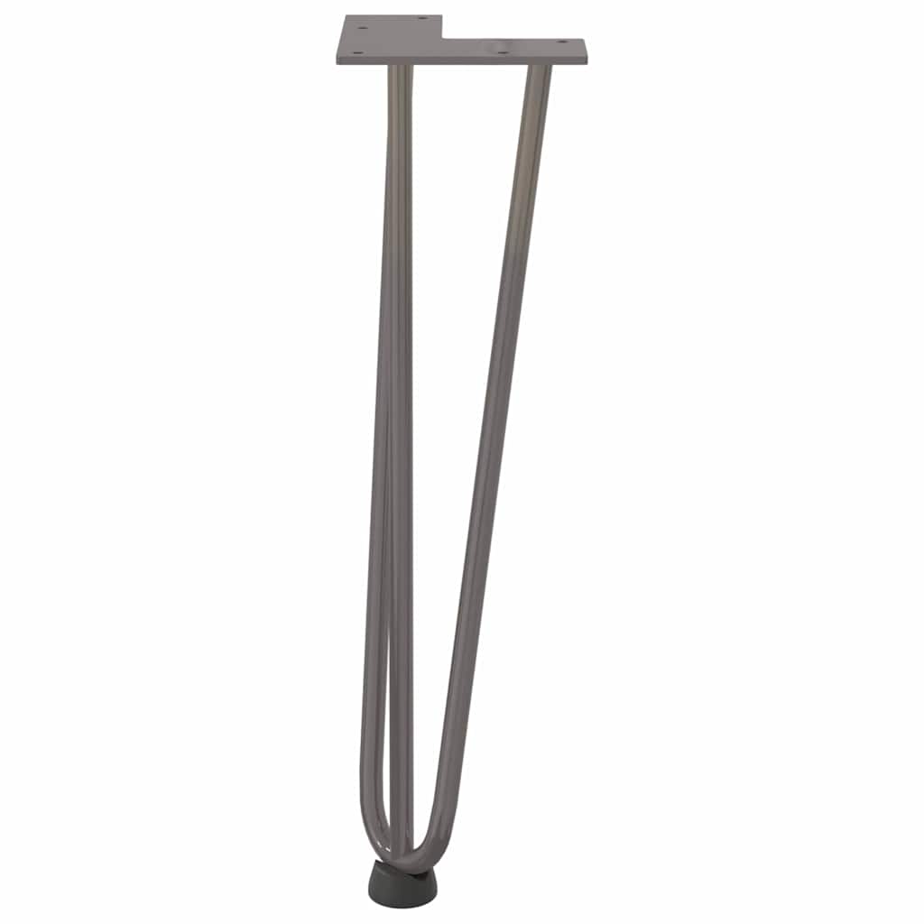 Pieds épingles à cheveux pour table basse, 4 pièces, acier naturel, 42 cm, acier massif