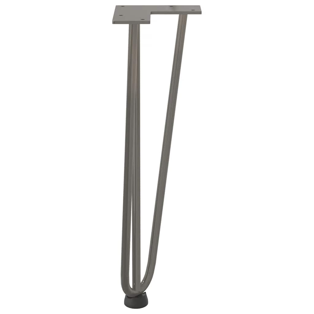 Pieds épingles à cheveux pour table basse, 4 pièces, acier naturel, 42 cm, acier massif