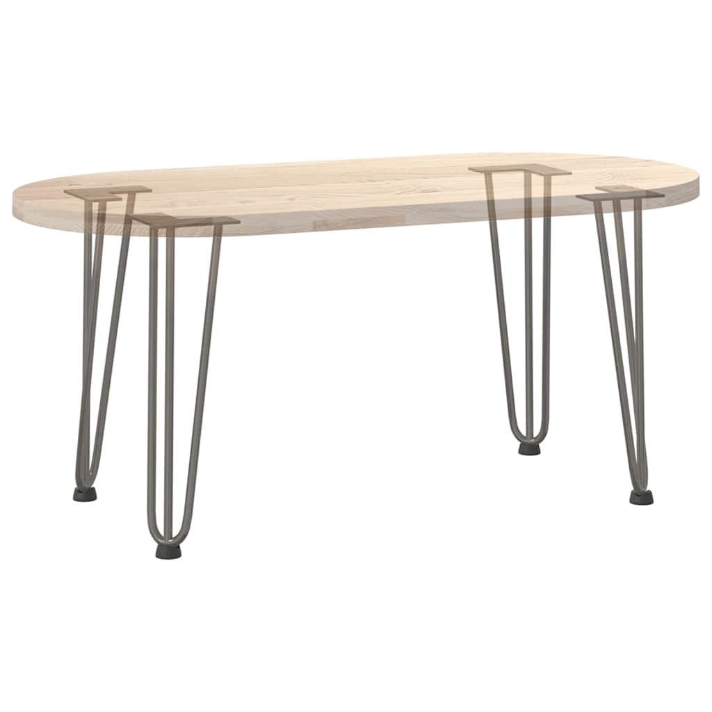 Pieds épingles à cheveux pour table basse, 4 pièces, acier naturel, 42 cm, acier massif