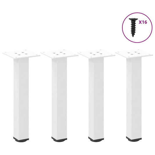Pieds de table basse, 4 pièces, acier, blanc, 42-44 cm