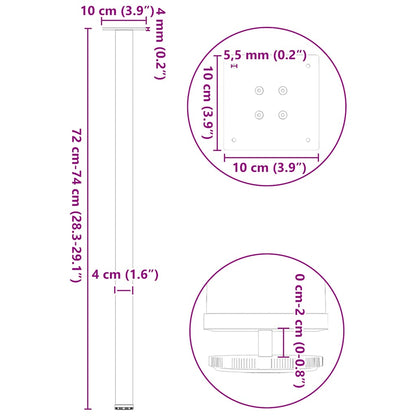 Konsolentischbeine 4 Stk. Weiß 72-74 cm Stahl