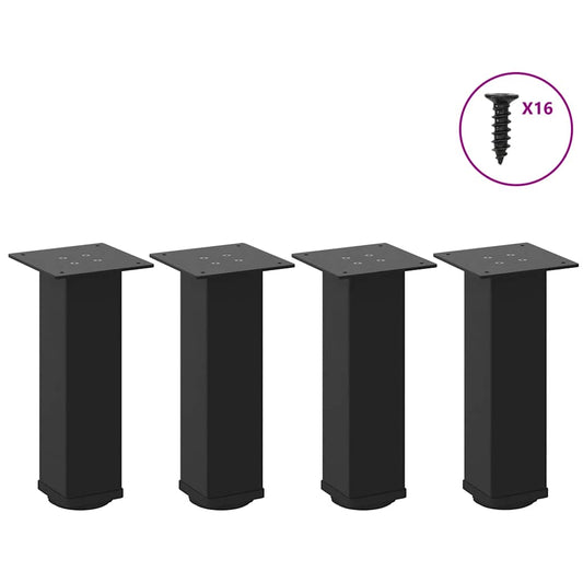 Pieds de table basse en acier noir, 4 pièces, 30-32 cm
