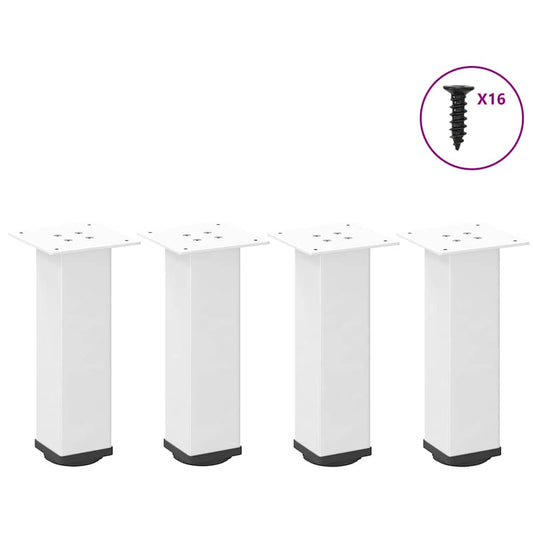 Pieds de table basse, 4 pièces, acier blanc, 30-32 cm