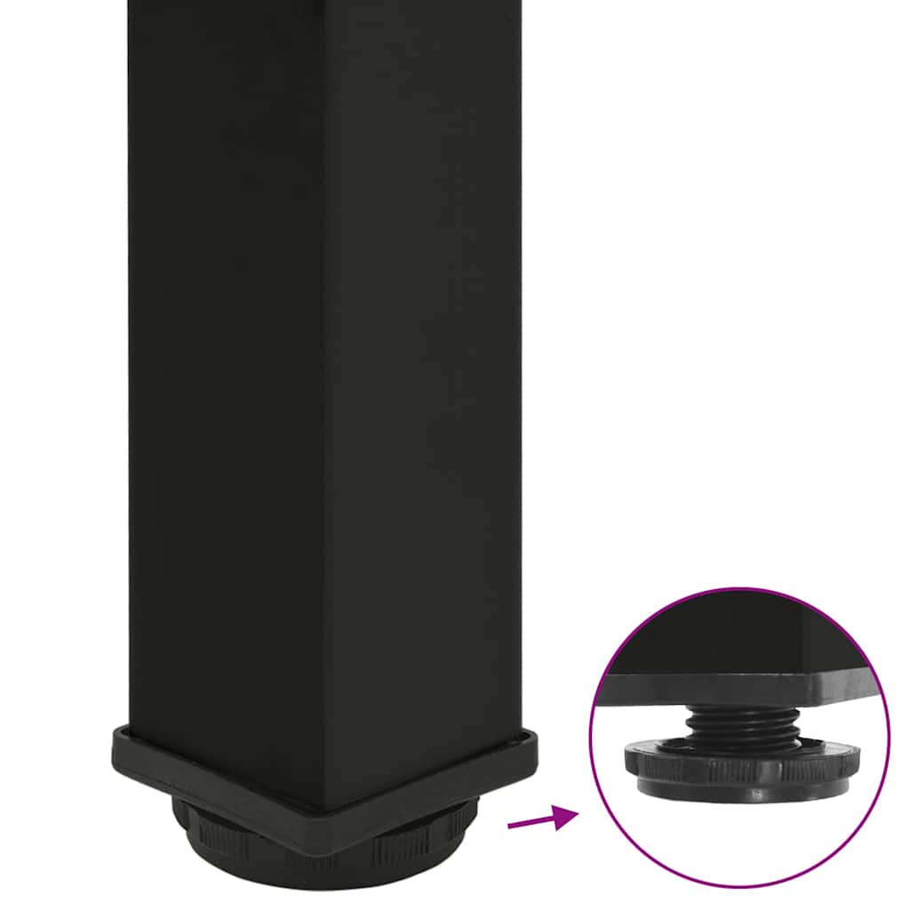 Pieds de table basse en acier noir, 4 pièces, 42-44 cm