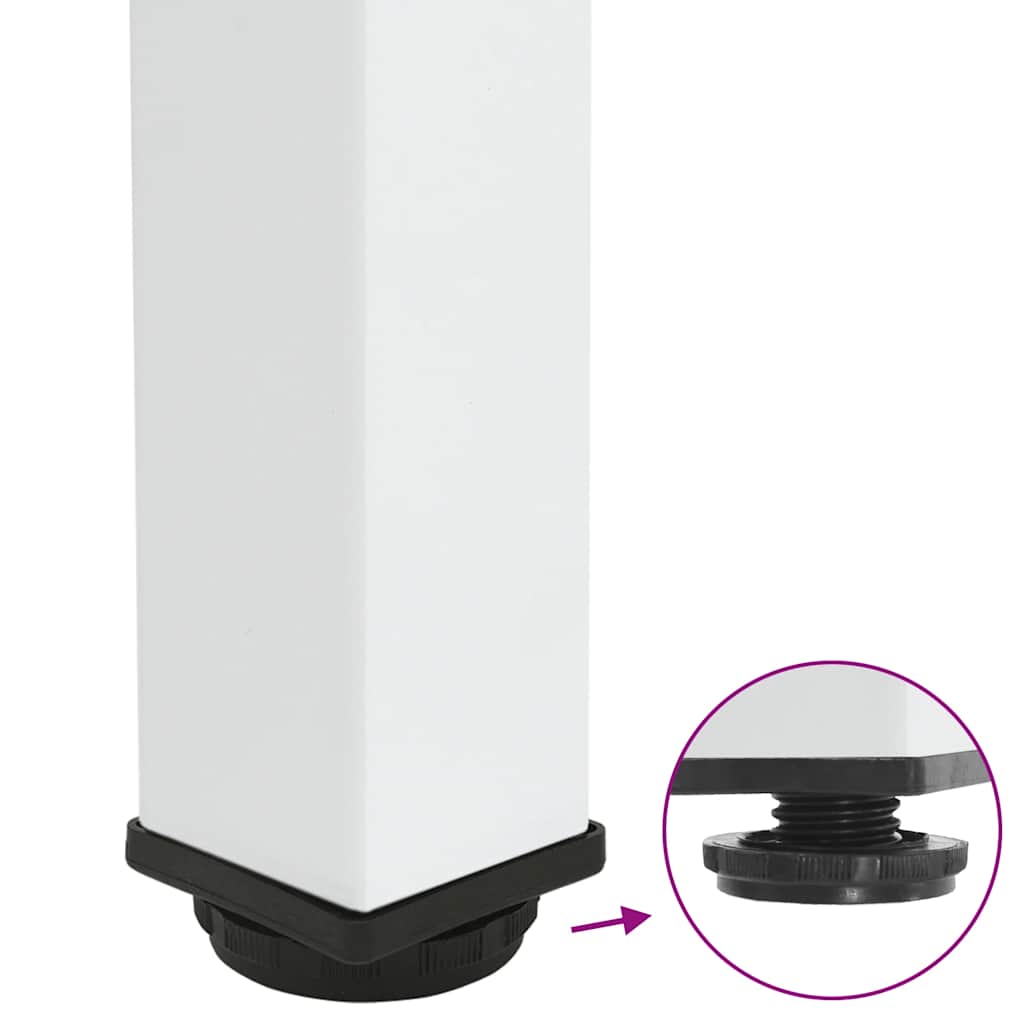 Pieds de table basse, 4 pièces, acier, blanc, 42-44 cm