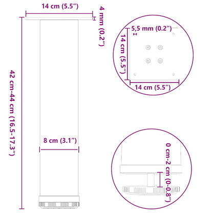 Couchtischbeine 4 Stk. Anthrazit 42-44 cm Stahl
