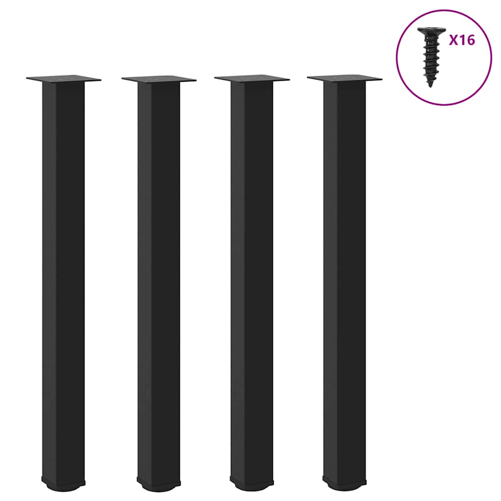Bartischbeine 4 Stk. Schwarz 90-92 cm Stahl
