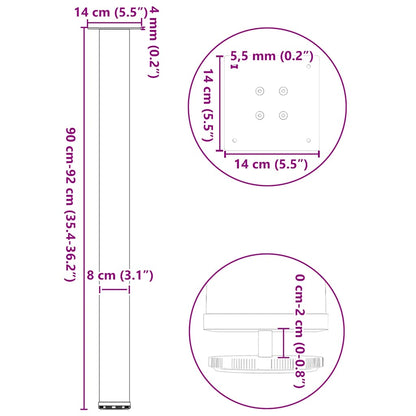 Bartischbeine 4 Stk. Anthrazit 90-92 cm Stahl
