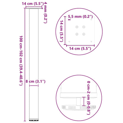 Bartischbeine 4 Stk. Schwarz 100-102 cm Stahl