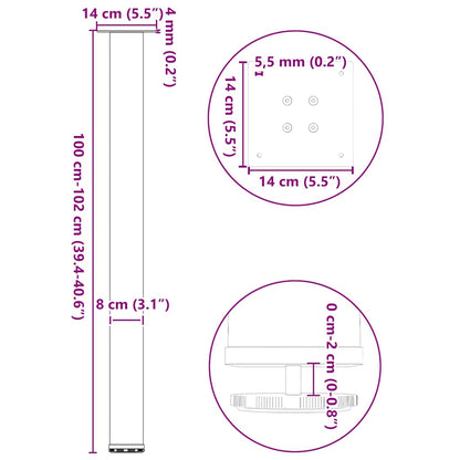 Bartischbeine 4 Stk. Weiß 100-102 cm Stahl