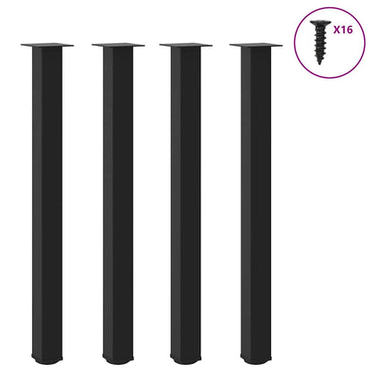 Bartischbeine 4 Stk. Schwarz 110-112 cm Stahl