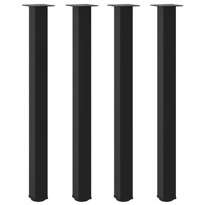 Bartischbeine 4 Stk. Schwarz 110-112 cm Stahl