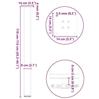 Bartischbeine 4 Stk. Schwarz 110-112 cm Stahl