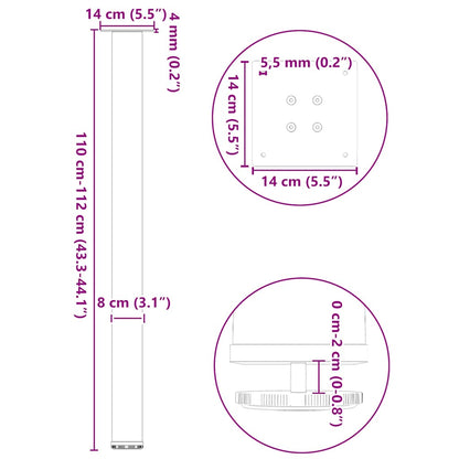 Bartischbeine 4 Stk. Weiß 110-112 cm Stahl
