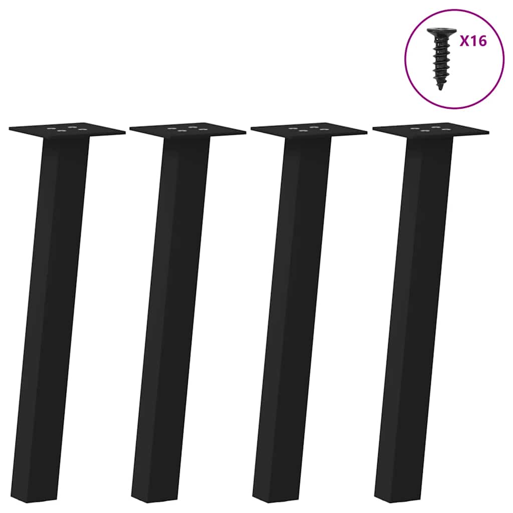 Pieds de table basse, 4 pièces, acier noir, 30 cm