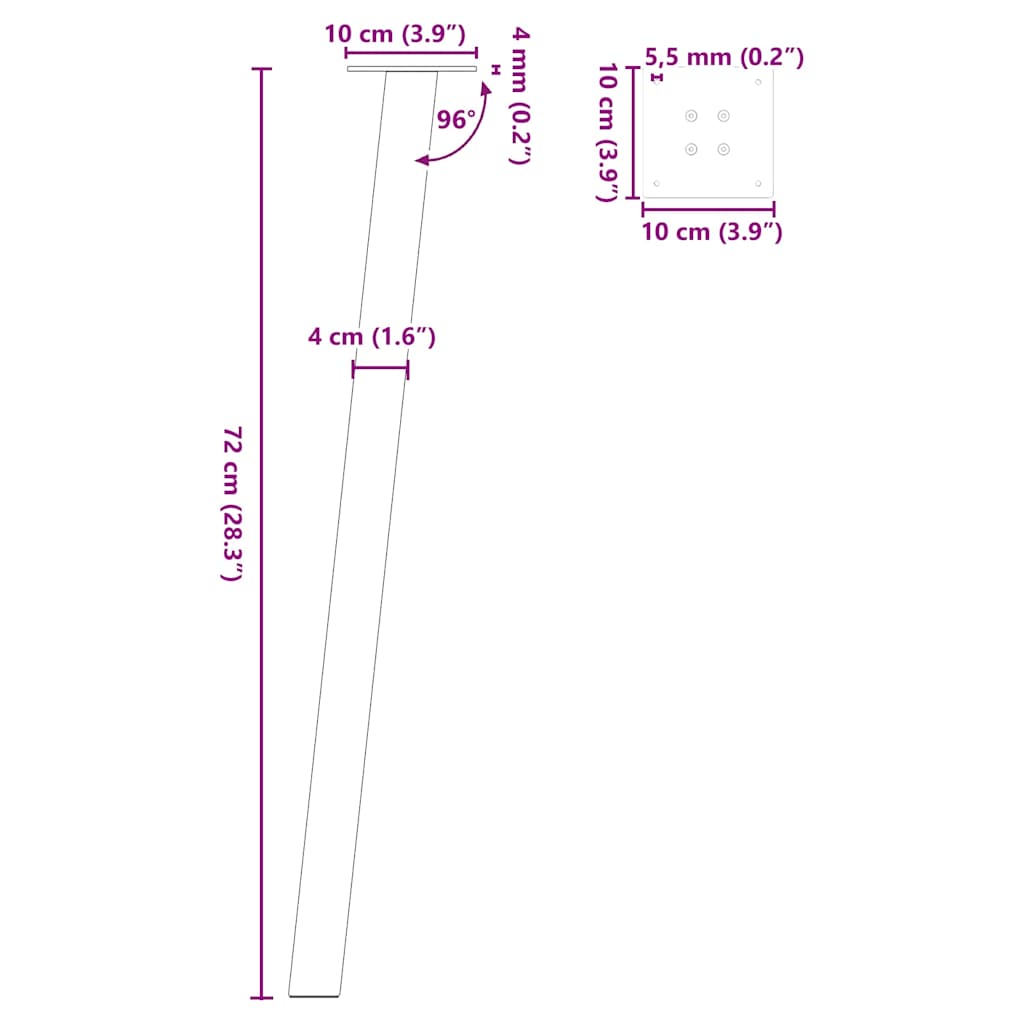 Konsolentischbeine 4 Stk. Weiß 72 cm Stahl