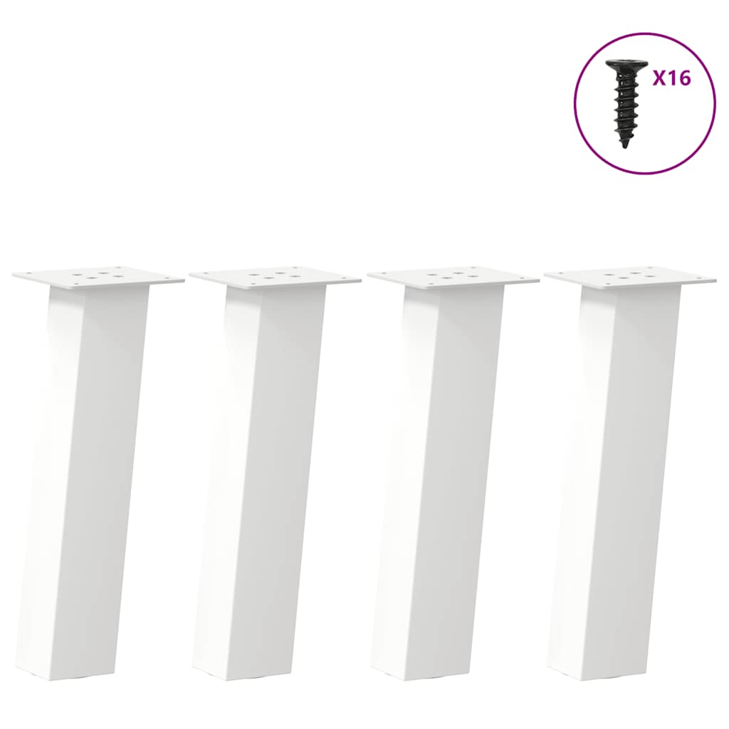 Pieds de table basse, 4 pièces, acier blanc, 30 cm