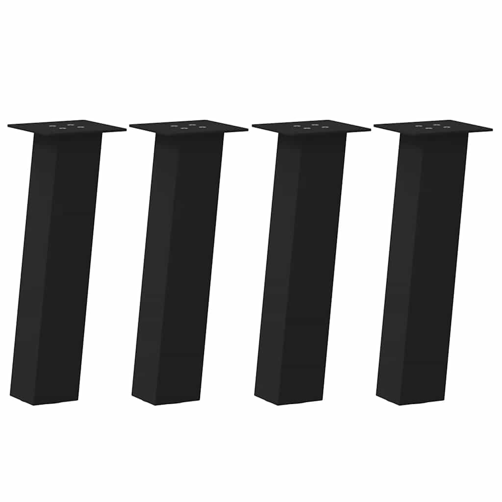 Pieds de table basse en acier noir, 4 pièces, 42 cm