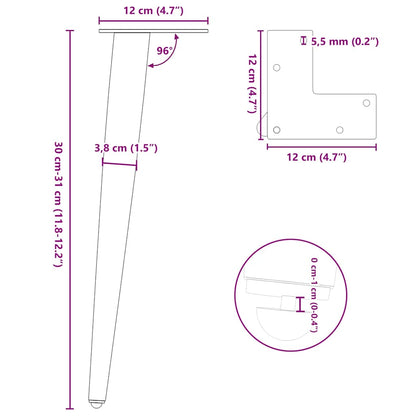 Couchtischbeine Konische Form 4 Stk. Schwarz 30-31 cm Stahl