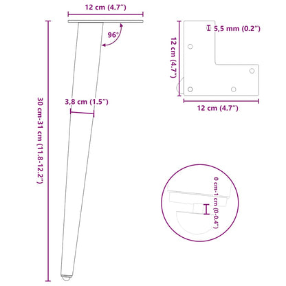 Couchtischbeine Konische Form 4 Stk. Anthrazit 30-31 cm Stahl