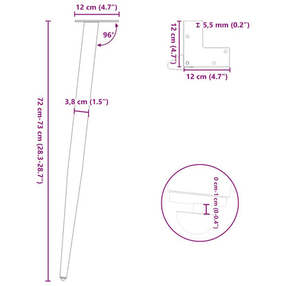 Konsolentischbeine Konische Form 4 Stk. Weiß 72-73 cm Stahl