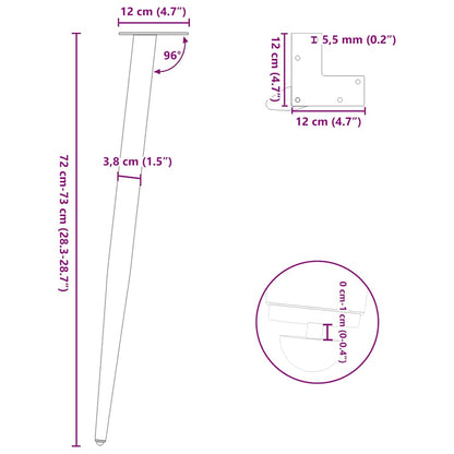 Konsolentischbeine Konische Form 4 Stk. Anthrazit 72-73 cm Stahl