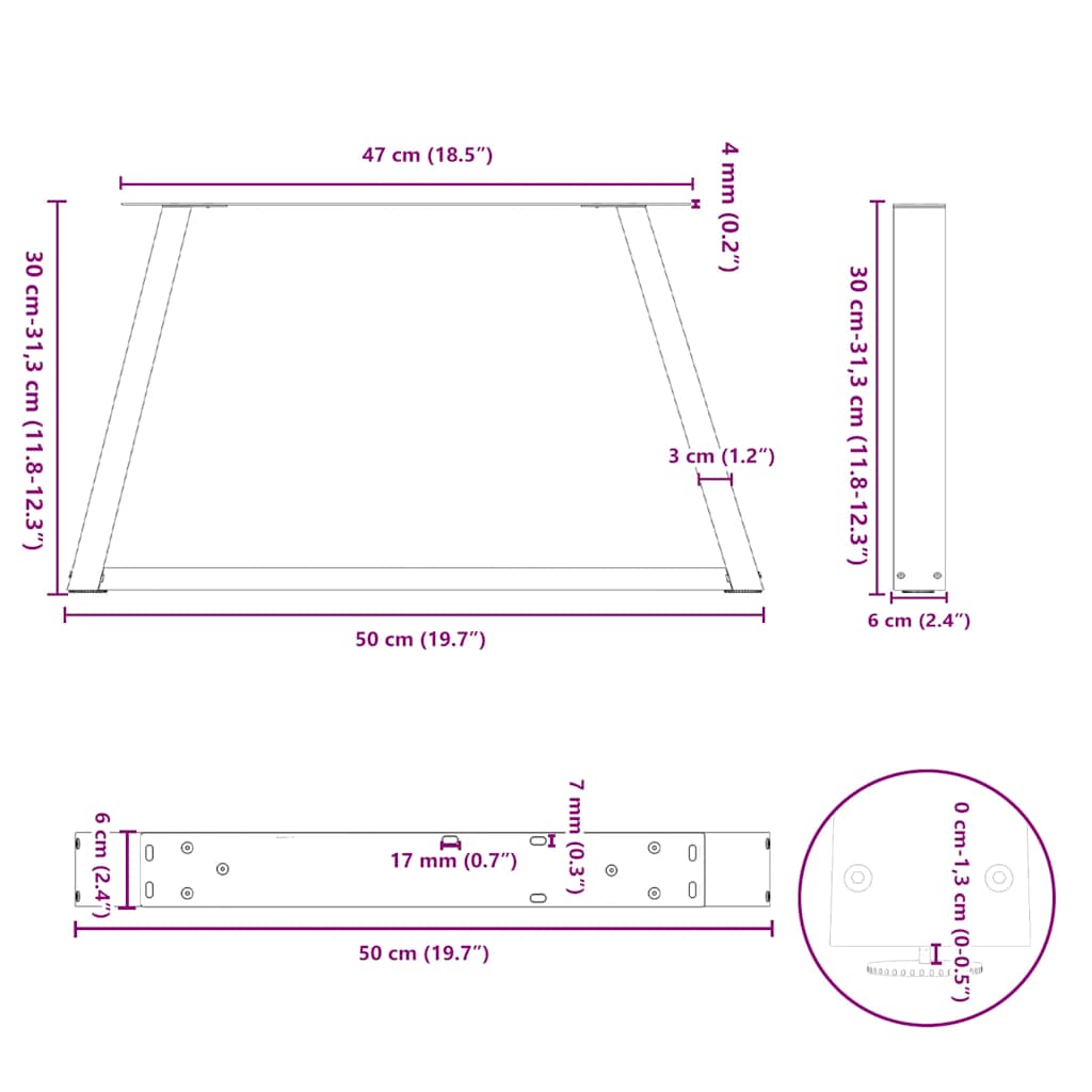 Esstisch Beine V-Form 2 Stück Anthrazit 50x(30-31,3) cm Stahl