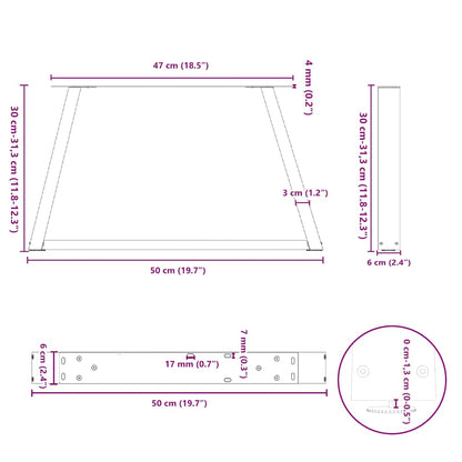 Couchtischbeine V-Form 2 Stück Anthrazit 50x(30-31,3) cm Stahl
