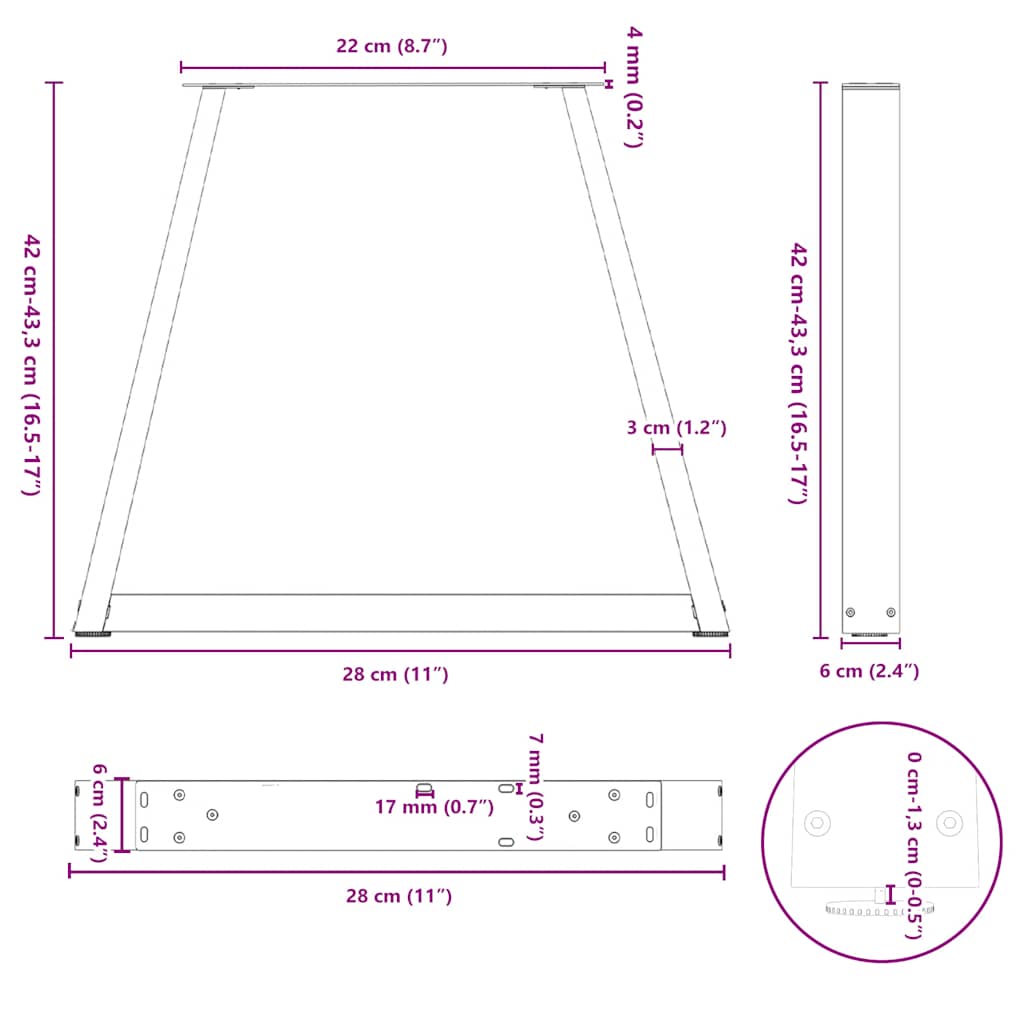 Esstisch Beine V-Form 2 Stück Weiß 28x(42-43,3) cm Stahl