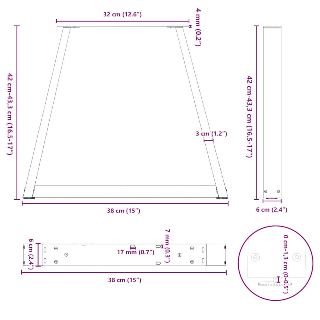 Esstisch Beine V-Form 2 Stück Weiß 38x(42-43,3) cm Stahl